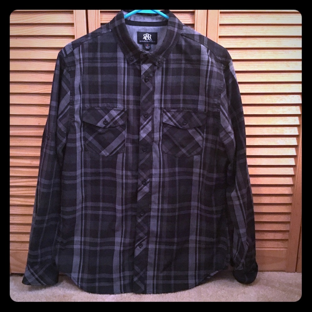 Rock & Republic Black Plaid Shirt
